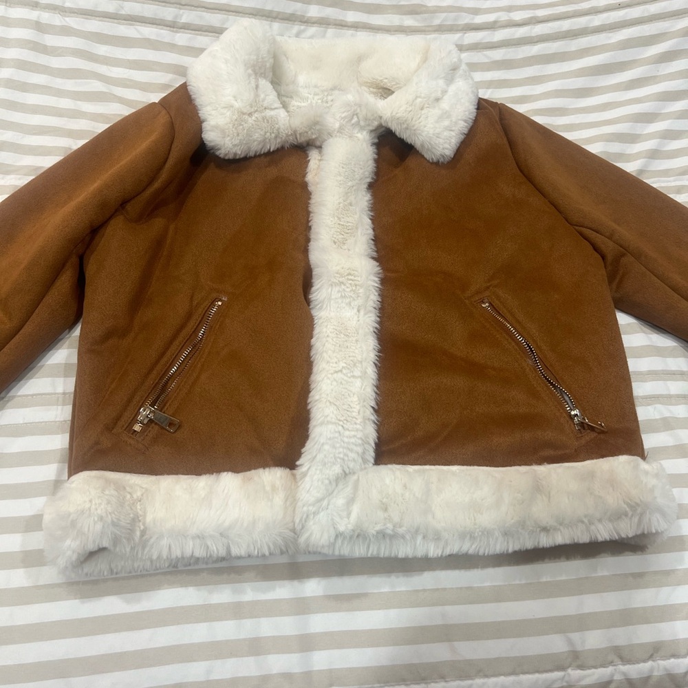 Haute Monde Brown and Cream Leather Jacket